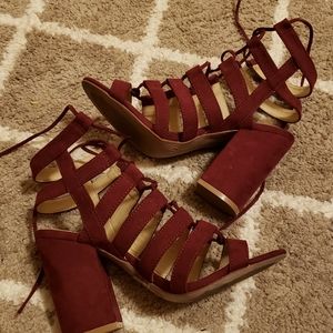 Maroon Heeled Sandals